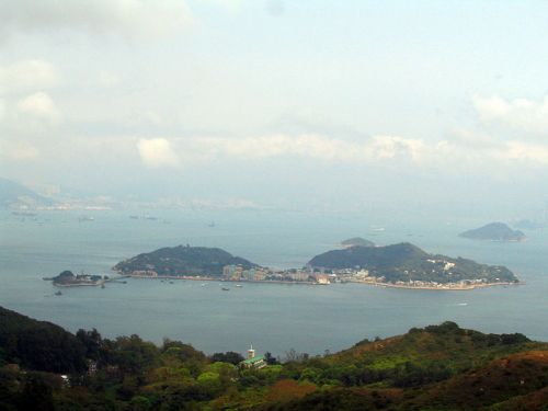 Peng Chau viewed from a hill on Lantau